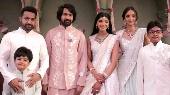 Jr NTR and Lakshmi Pranathi graces hero Narne Nithiin’s engagement ceremony