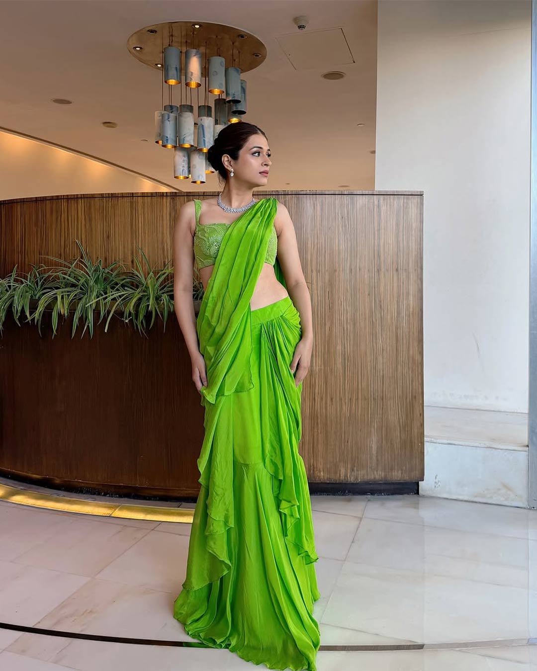 Shraddha Das Posts Jaw-Dropping Pictures In Light Green Saree