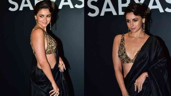 Alia Bhatt Shines in Black Saree at Sabyasachi’s 25th Anniversary