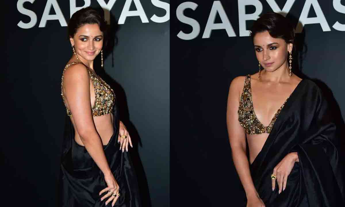 Alia Bhatt Shines in Black Saree at Sabyasachi’s 25th Anniversary