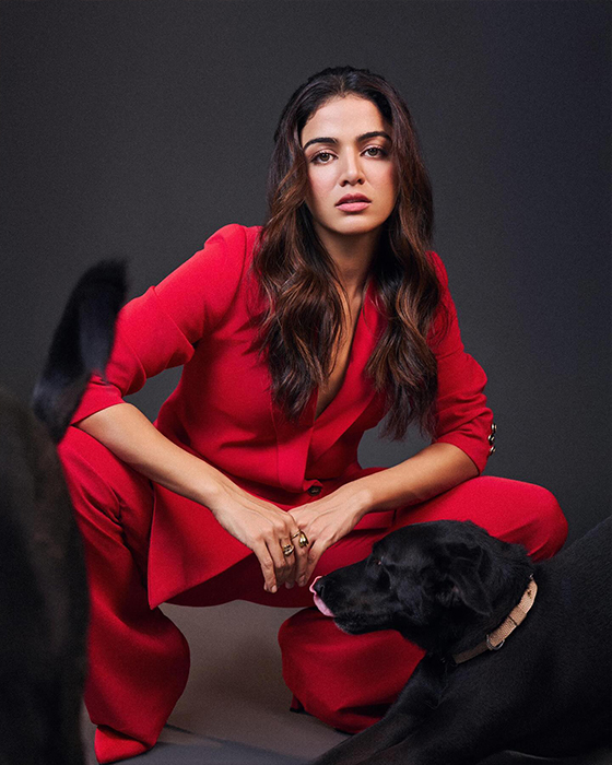 Wamiqa Gabbi's Red Suit and Doggie Combo Leaves Fans in Awe