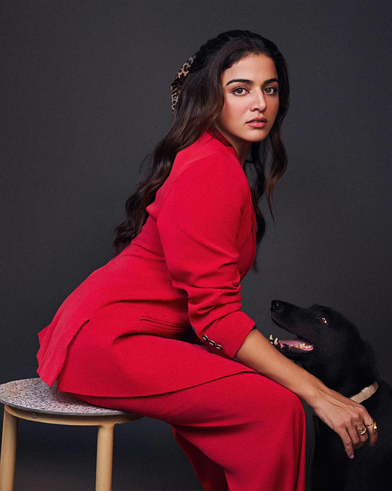 Wamiqa Gabbi's Red Suit and Doggie Combo Leaves Fans in Awe