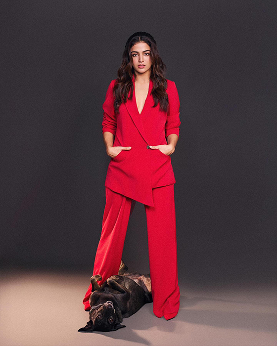 Wamiqa Gabbi's Red Suit and Doggie Combo Leaves Fans in Awe