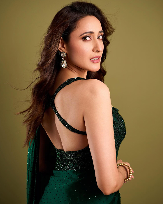 Pragya Jaiswal Stuns in a Flowery Green Saree: See the Gorgeous Photos