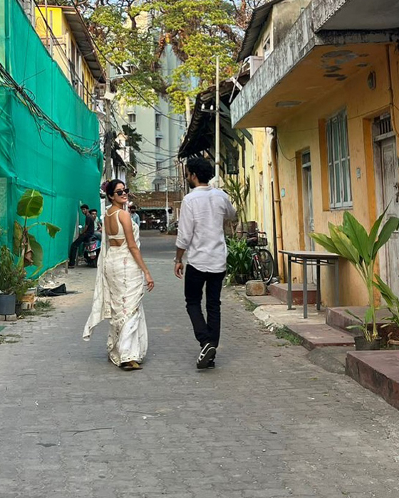 Janhvi Kapoor Stuns Fans with Her White Saree Look from Vacation