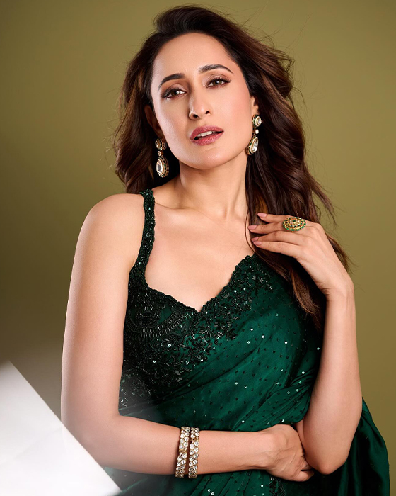Pragya Jaiswal Stuns in a Flowery Green Saree: See the Gorgeous Photos