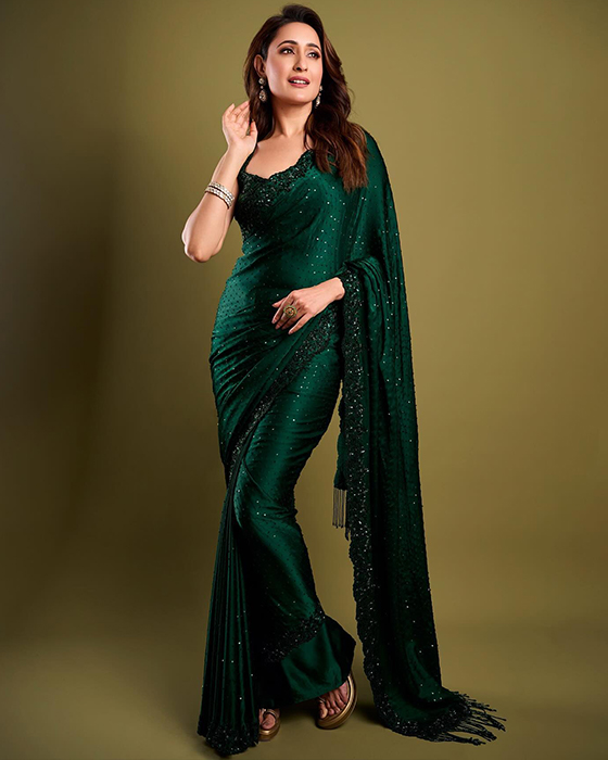 Pragya Jaiswal Stuns in a Flowery Green Saree: See the Gorgeous Photos