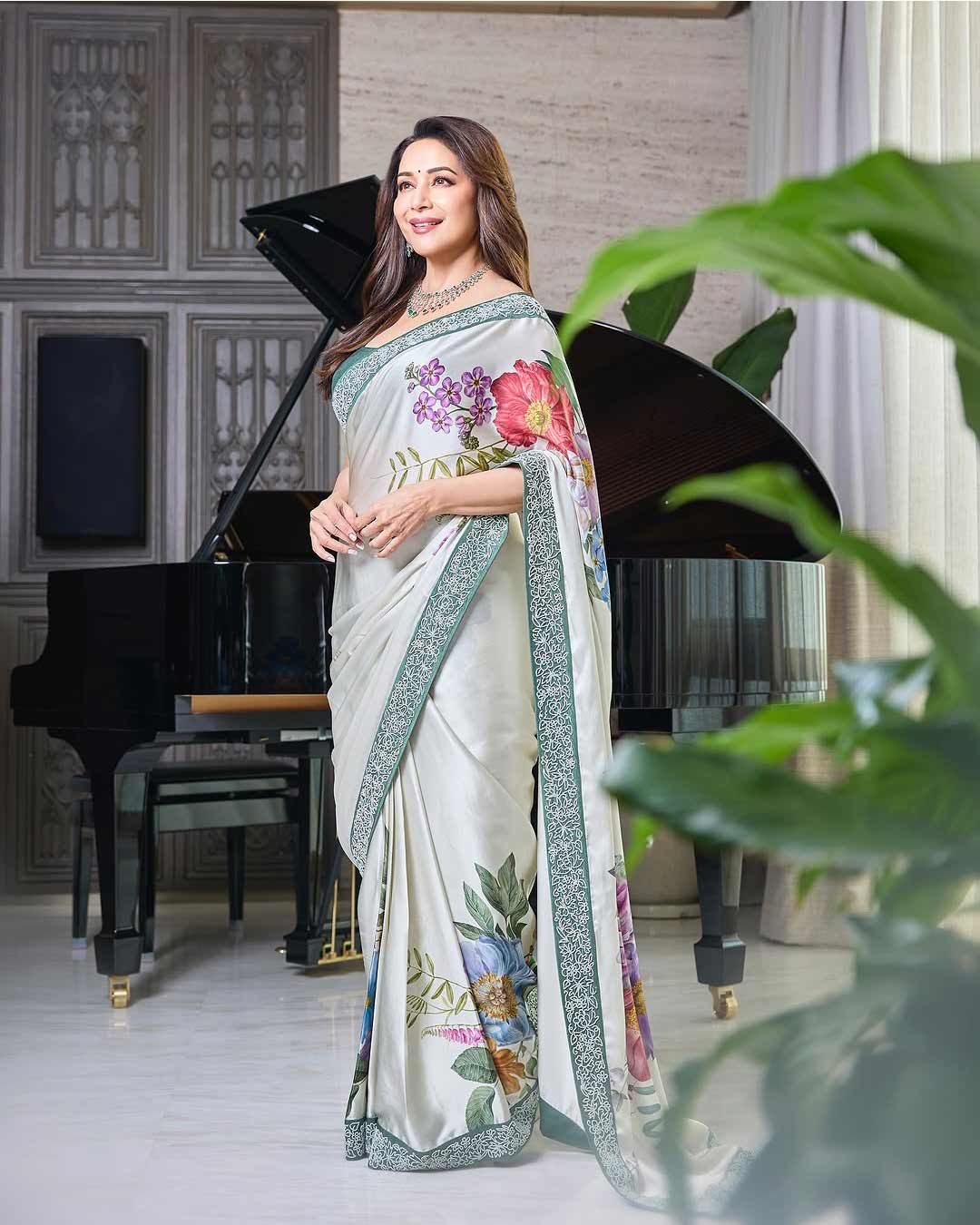 Madhuri Dixit Looks Stunning In A Simple Floral Saree