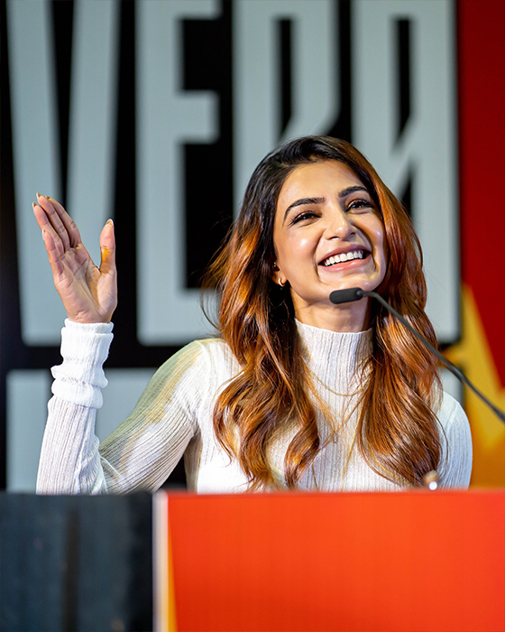 Samantha Ruth Prabhu Stuns in White at Chennai Super Champs Launch!
