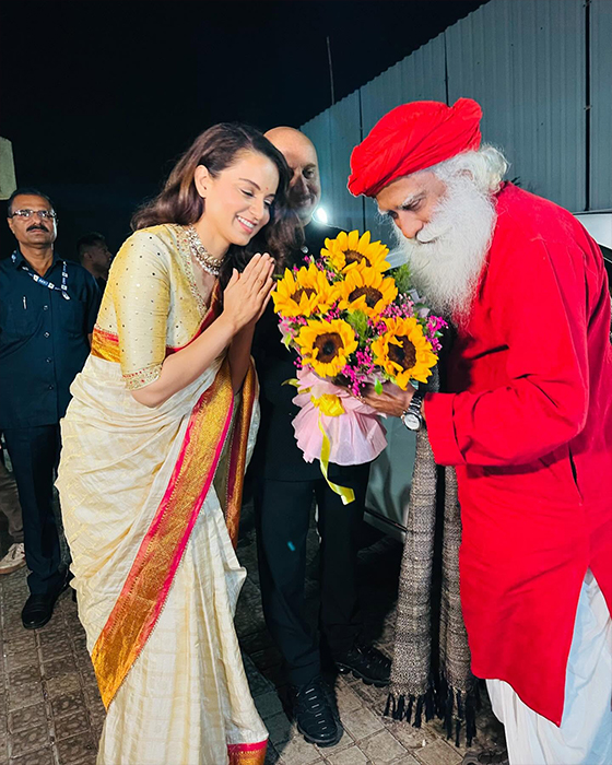 Kangana Ranaut's Graceful Appearance in Tissue Silk Saree Turns Heads