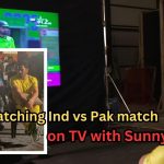 Dhoni watching Ind vs Pak match on TV with Sunny Deol