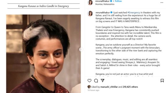 Mrunal Says Kangana directed Emergency is a Masterpiece