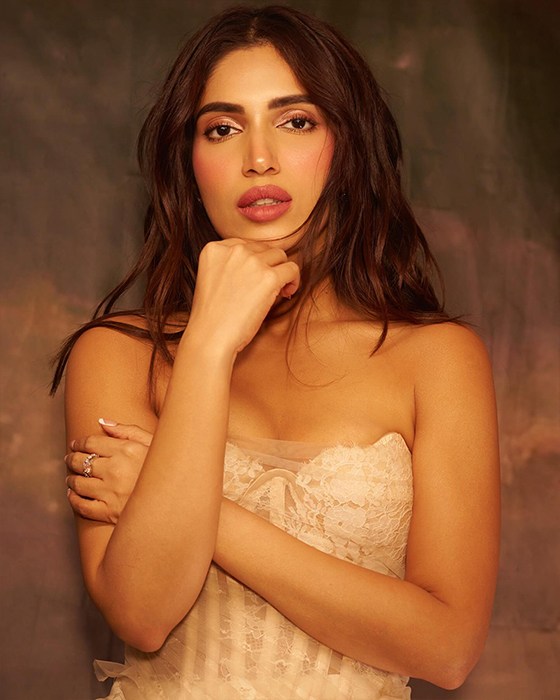 Bhumi Pednekar's Stylish Fusion: Ethereal Flowy Dress with Bodycon Silhouette
