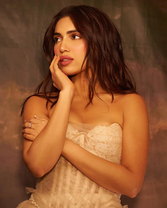 Bhumi Pednekar's Stylish Fusion: Ethereal Flowy Dress with Bodycon Silhouette