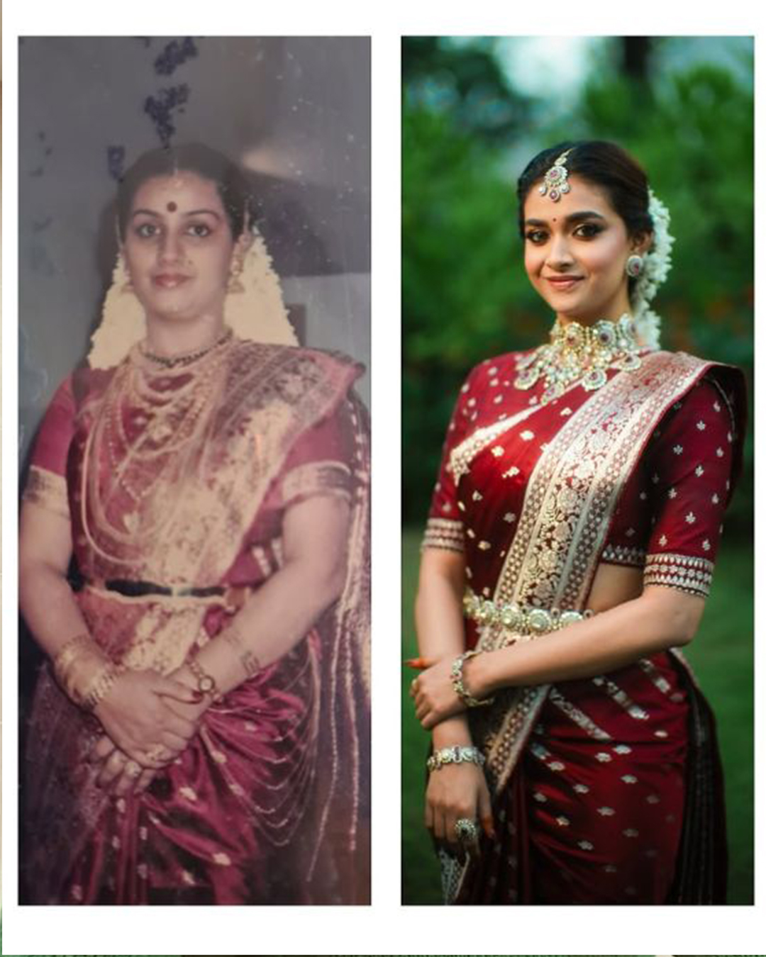 Keerthi Suresh nailed in her mom’s red bridal saree