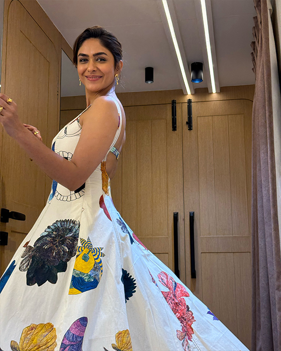 Mrunal Thakur's White Floral Gown Signals the Arrival of Summer