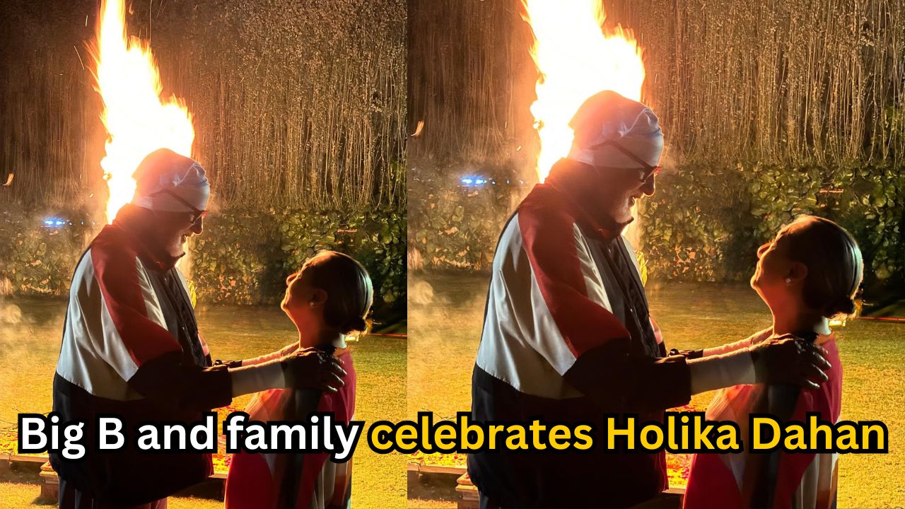 Amitabh Bachchan and Jaya Bachchan celebrates Holika Dahan with family