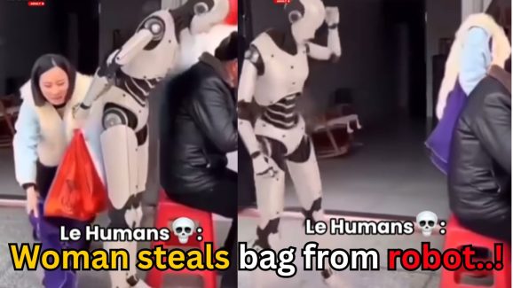 Viral Video: Woman steals bag from robot, funny clip