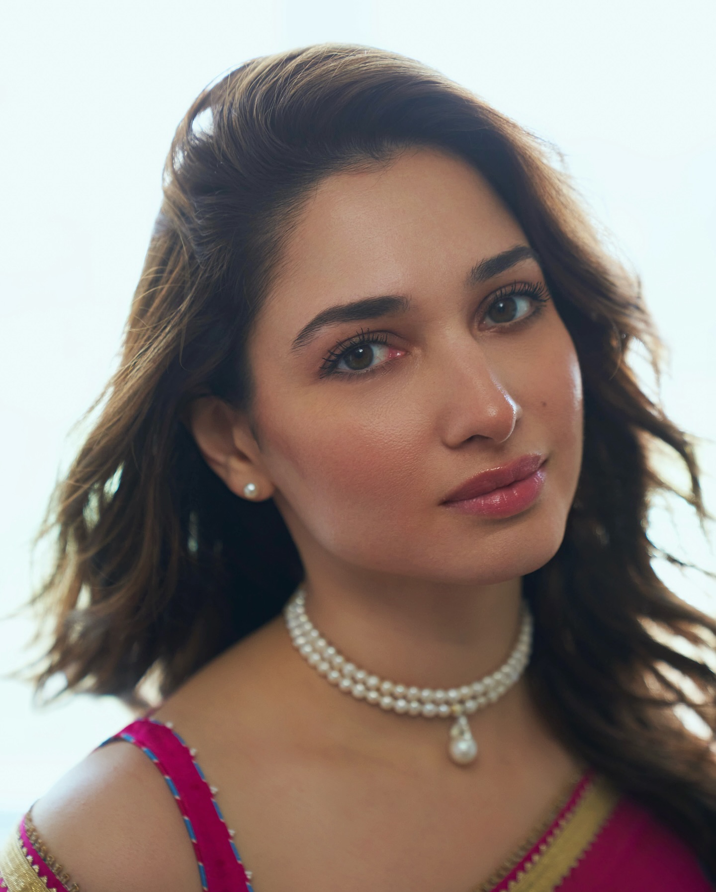 Tamannaah Bhatia Shines in Pink Floral Saree for Odela 2 Promotions