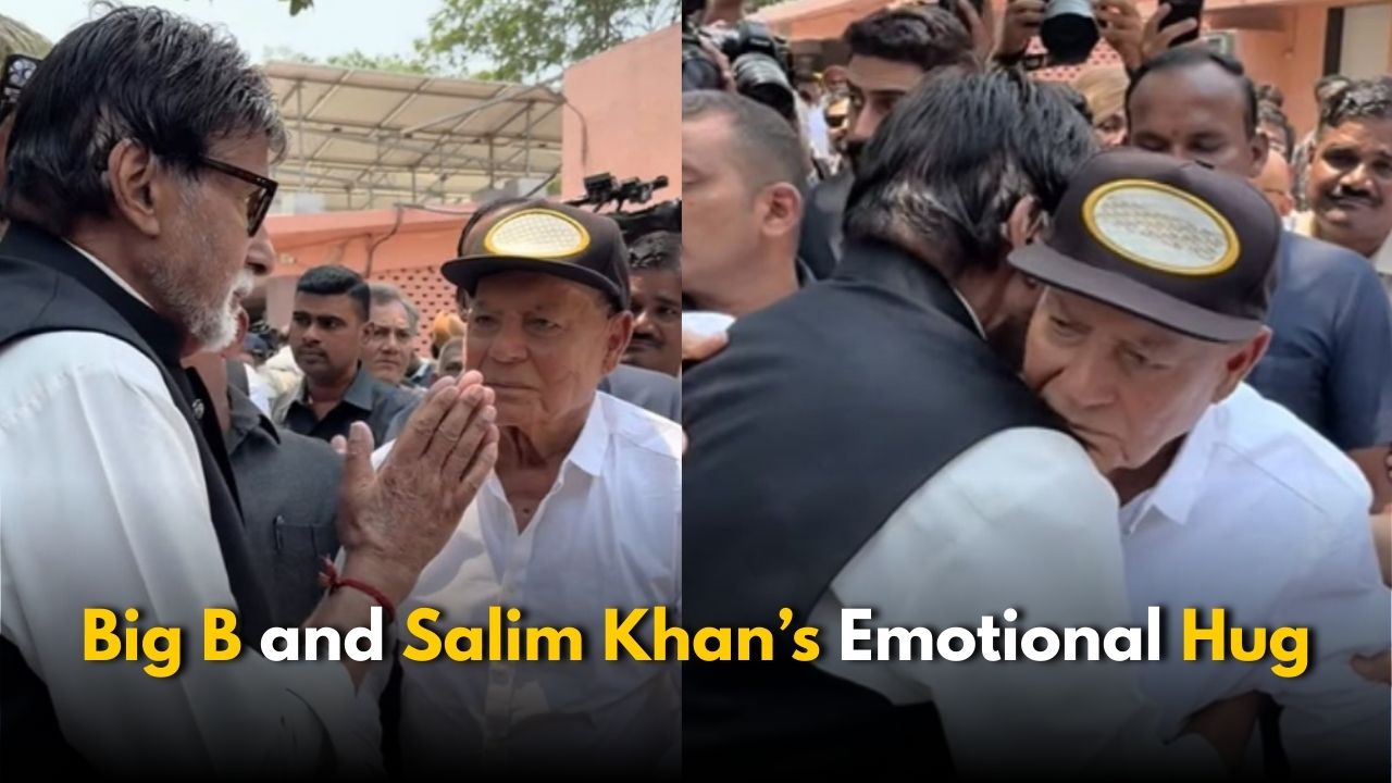 Amitabh Bachchan and Salim Khan’s Heartfelt Hug at Manoj Kumar’s Funeral