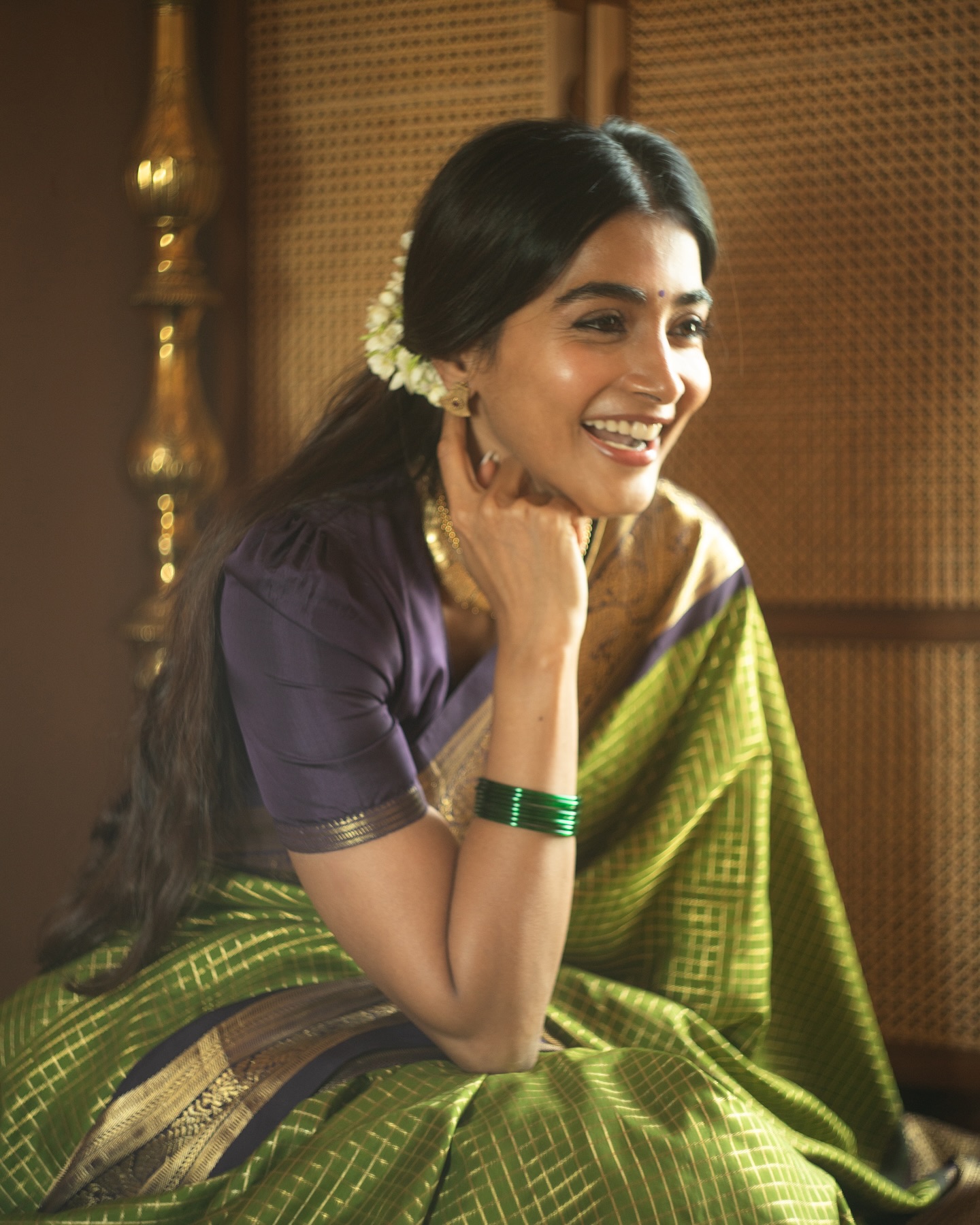 Pooja Hegde Slays Traditional Retro Look For Promotions
