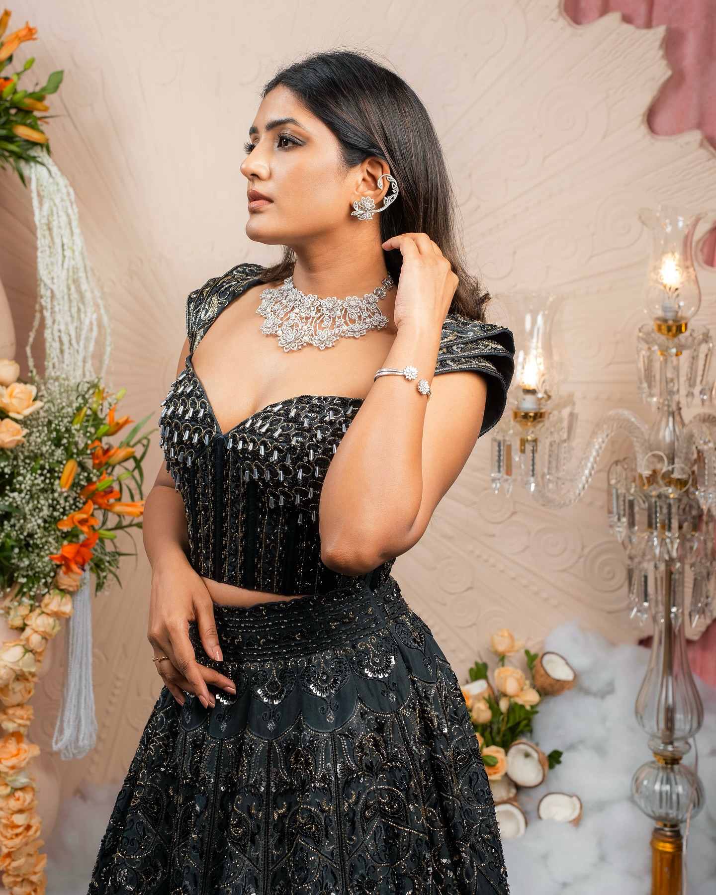 Eesha Rebba Slays Black Lehenga Look with Grace