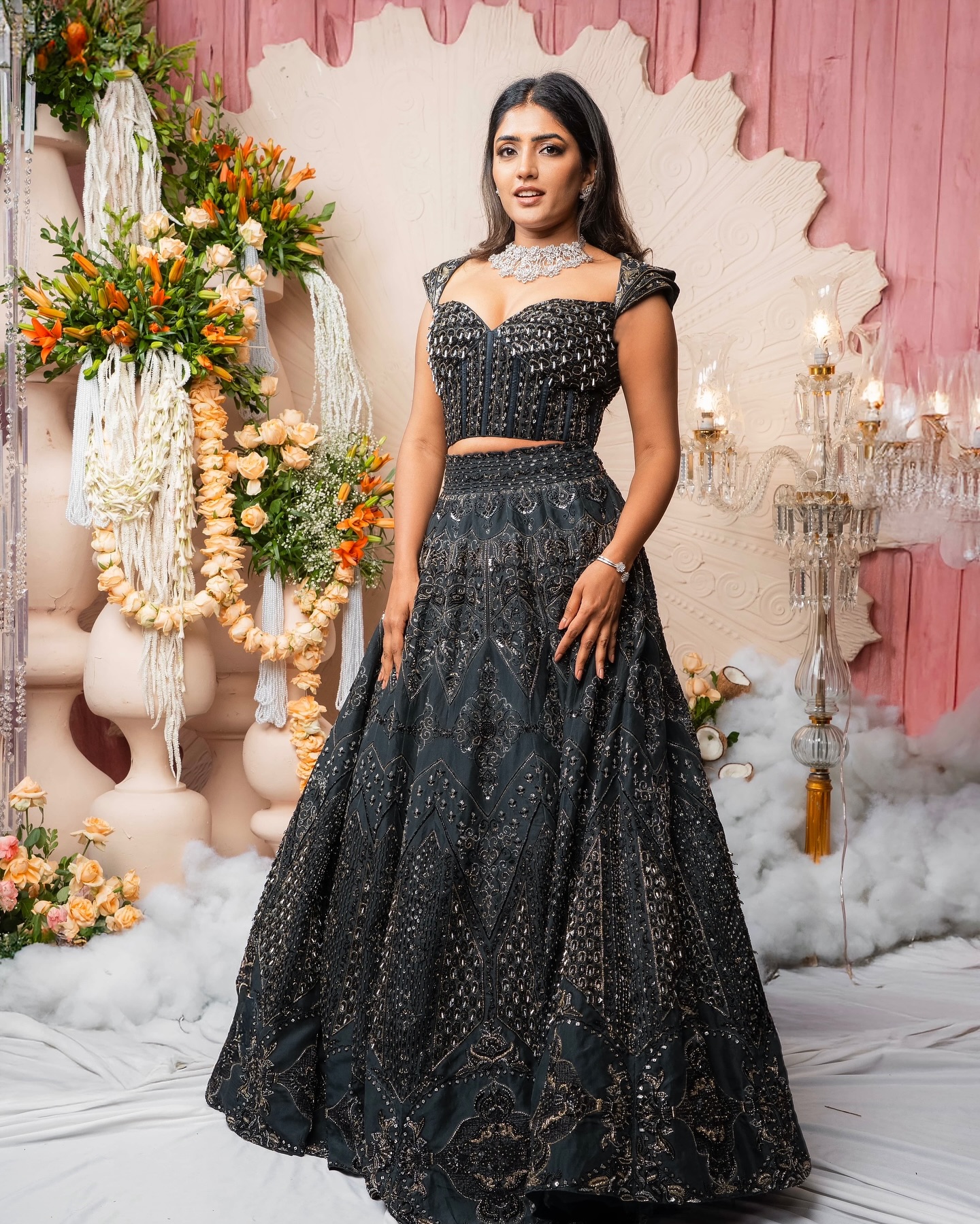 Eesha Rebba Slays Black Lehenga Look with Grace