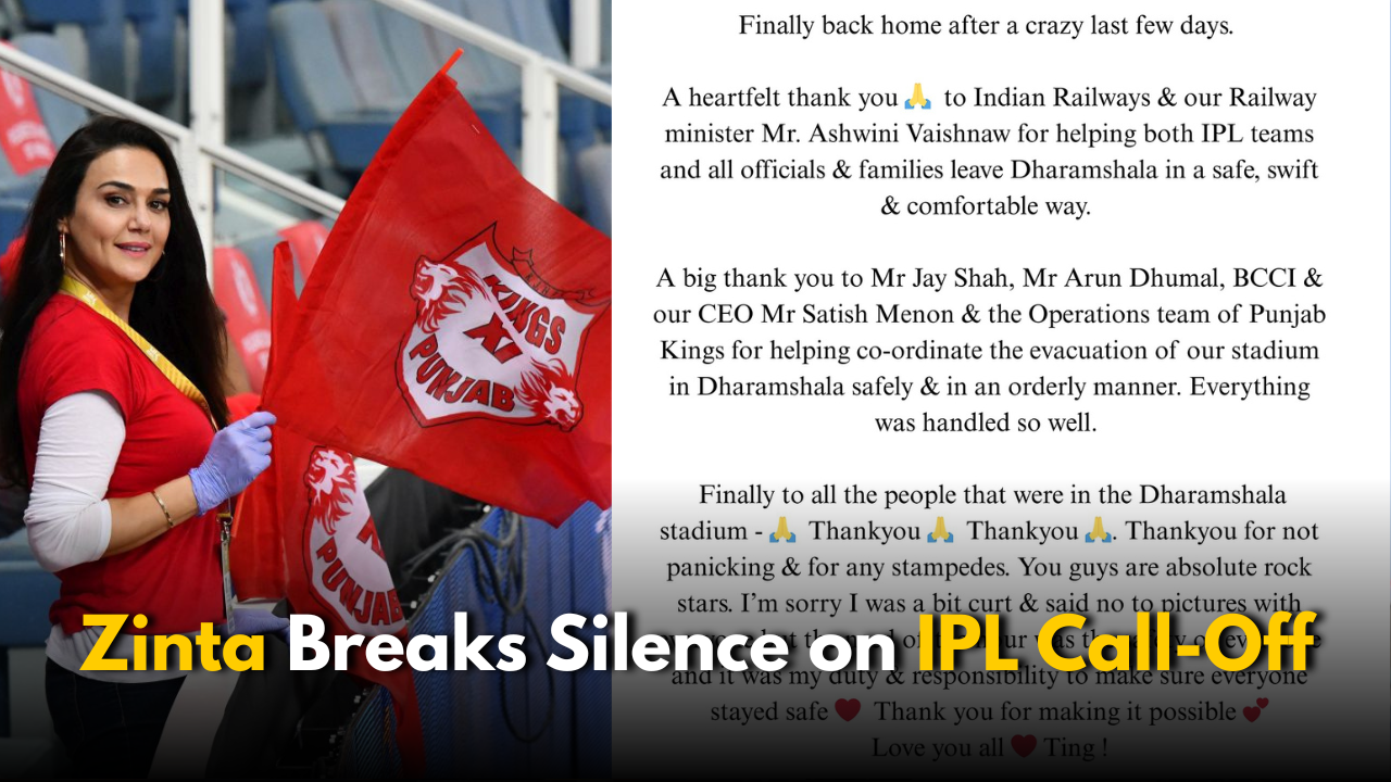 Preity Zinta Reacts Breaks Silence After IPL Match Cancelled