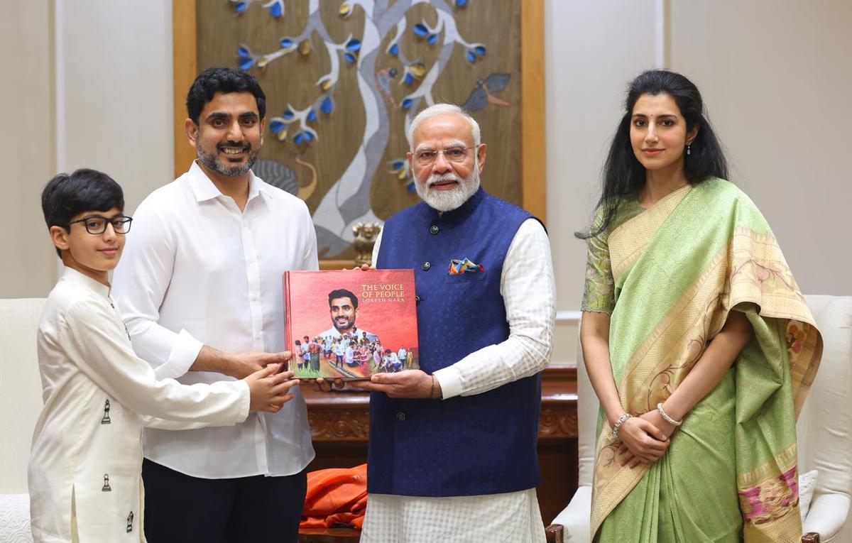 Nara Lokesh Visits Modi with Family, Highlights AP Development Goals