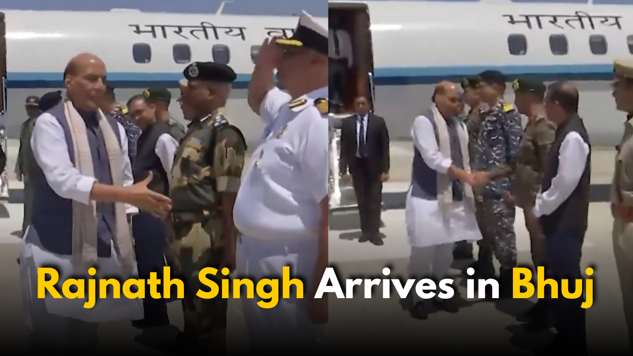 Rajnath Singh Arrives in Bhuj to Meet Air Warriors