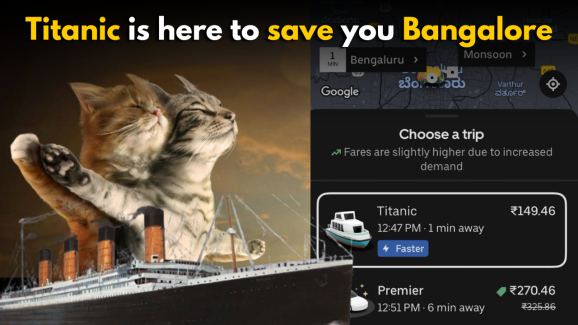 Uber Offers Titanic in Flooded Bangalore, Screenshot goes Viral