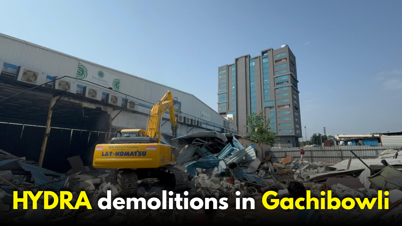 Hydra demolitions in Gachibowli: Convention Hall razed to the ground