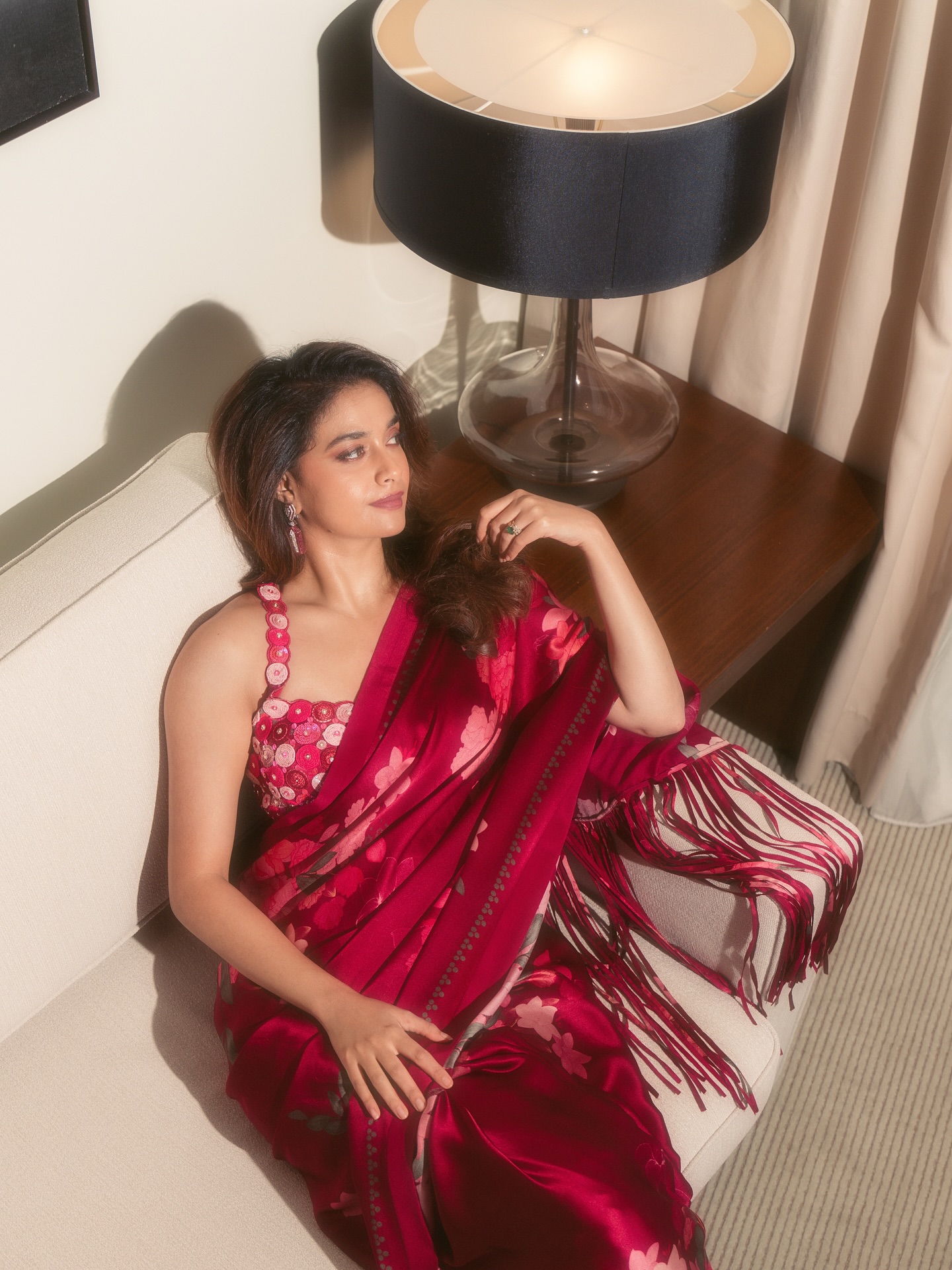 Keerthy Suresh slays eye catching HOT red floral saree in Dubai