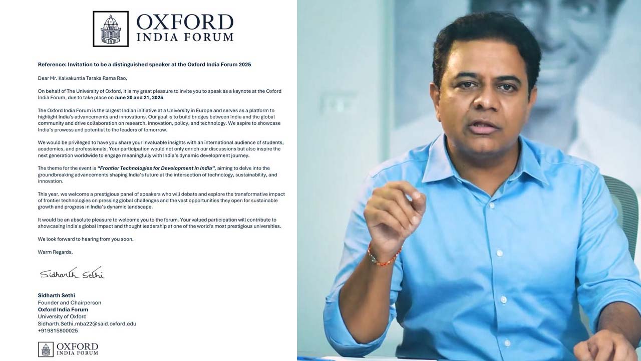 KTR at Oxford India Forum 2025 to Deliver Keynote Address