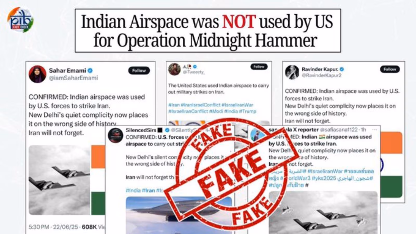 US Did Not Use Indian Airspace in ‘Operation Midnight Hammer’