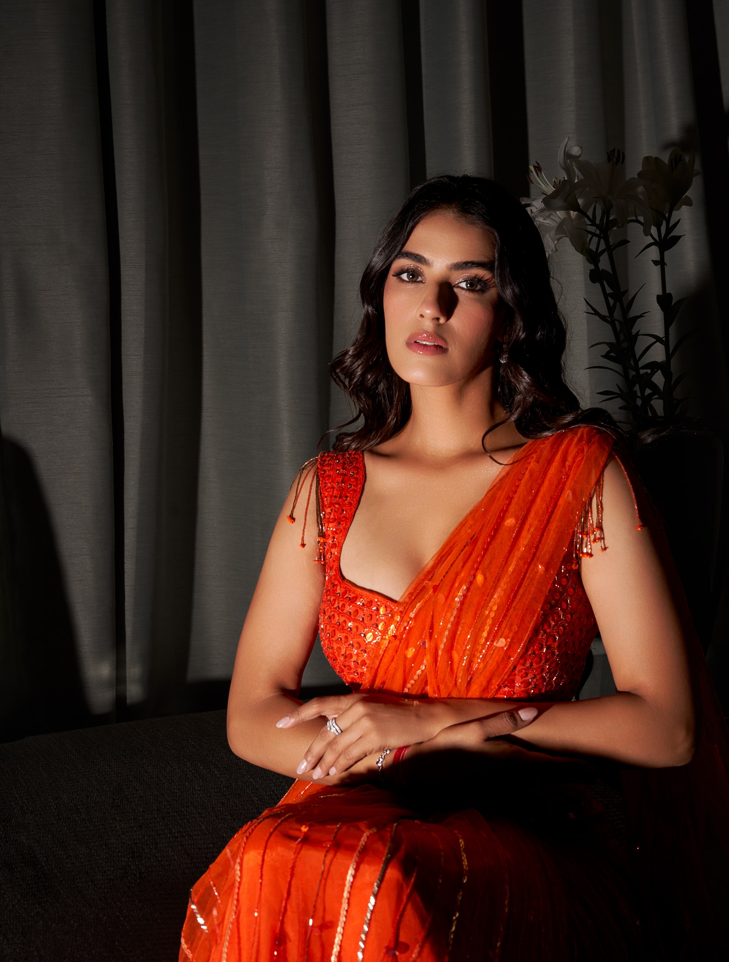 Kavya Thapar’s Bold Orange Saree Look Goes Viral: See Pics