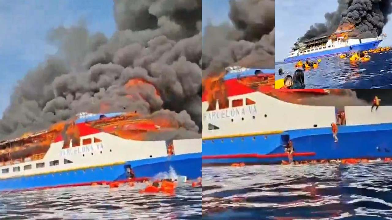 Ferry Carrying 280 Catches Massive Fire Near Indonesia, Survivors Jump Overboard
