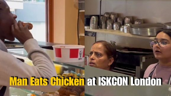 Man Eats Chicken at ISKCON London, Sparks Outrage