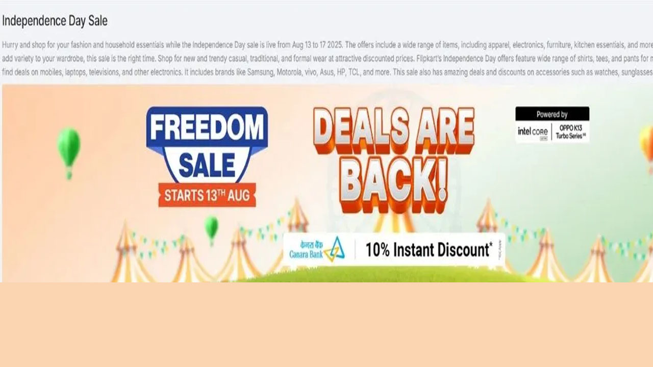 Flipkart’s Independence Day Sale Is Back: Massive Offers Across All Categories