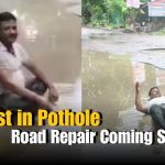 Kanpur Man Protests in Pothole in a Bizarre Way