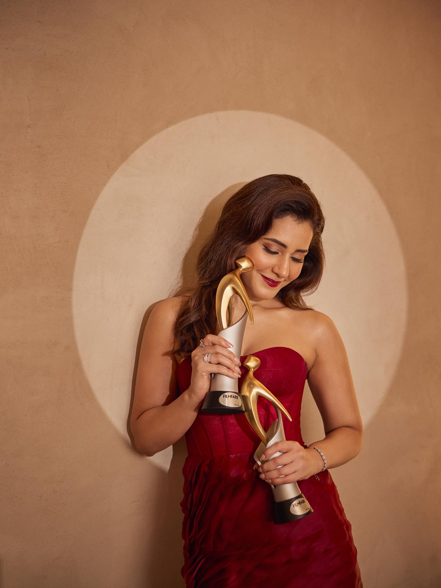 Raashii Khanna Looks Sizzling Hot in Off-Shoulder Red Ensemble