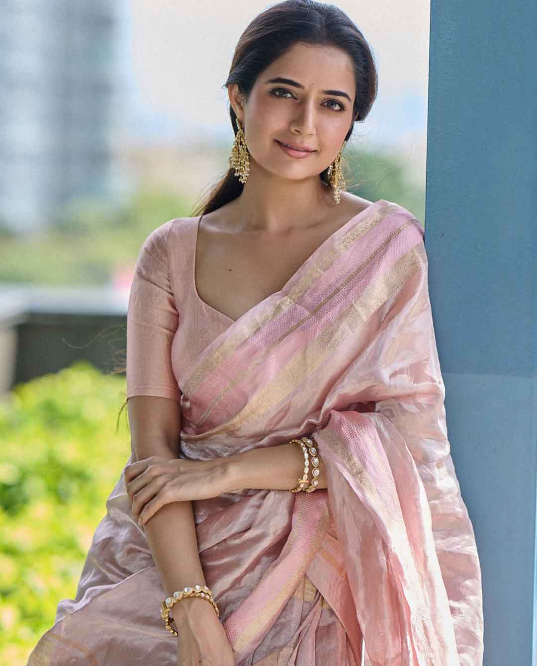 Ashika Ranganath in Pastel Half Saree Sets Social Media on Fire
