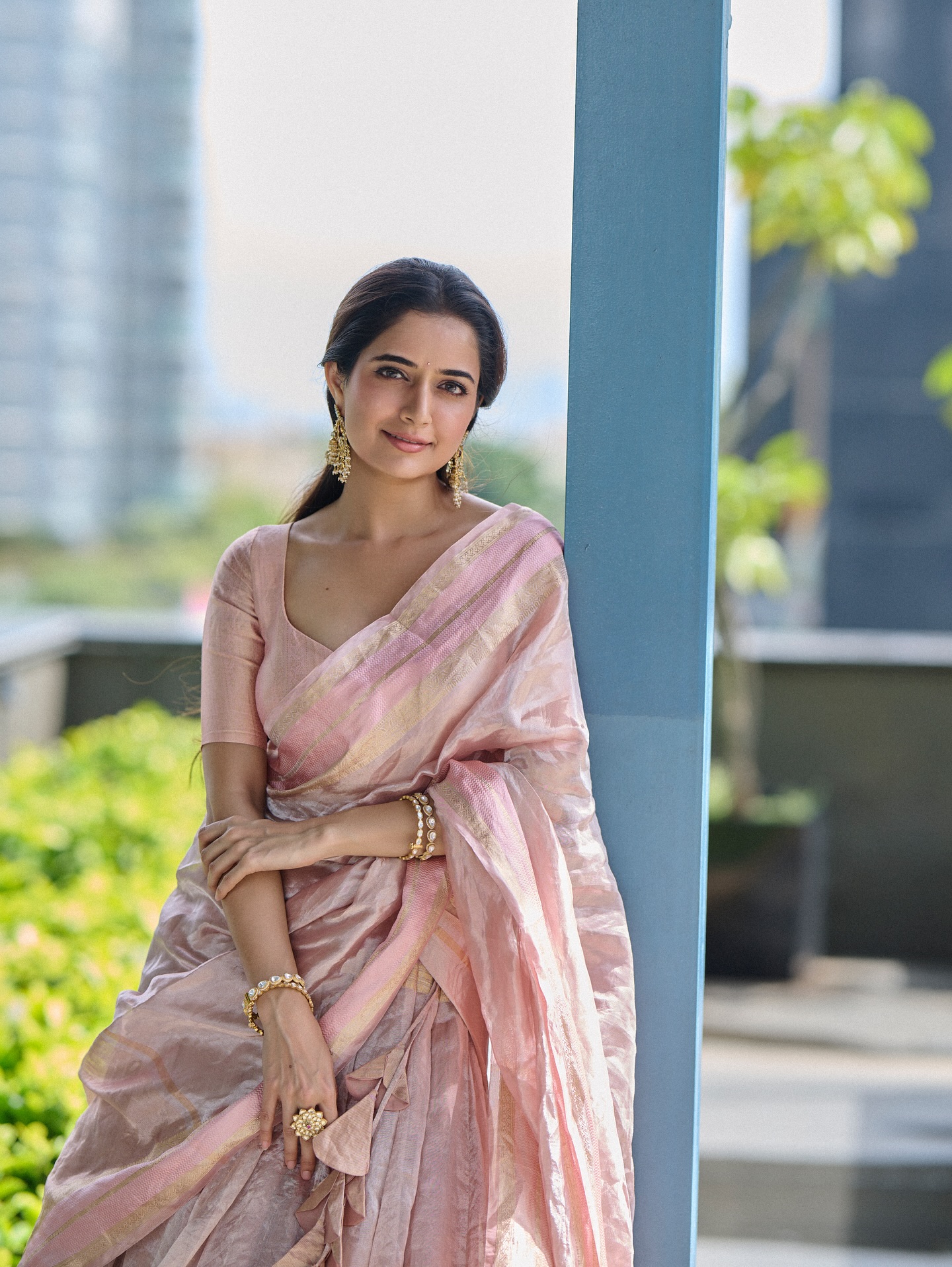 Ashika Ranganath in Pastel Half Saree Sets Social Media on Fire