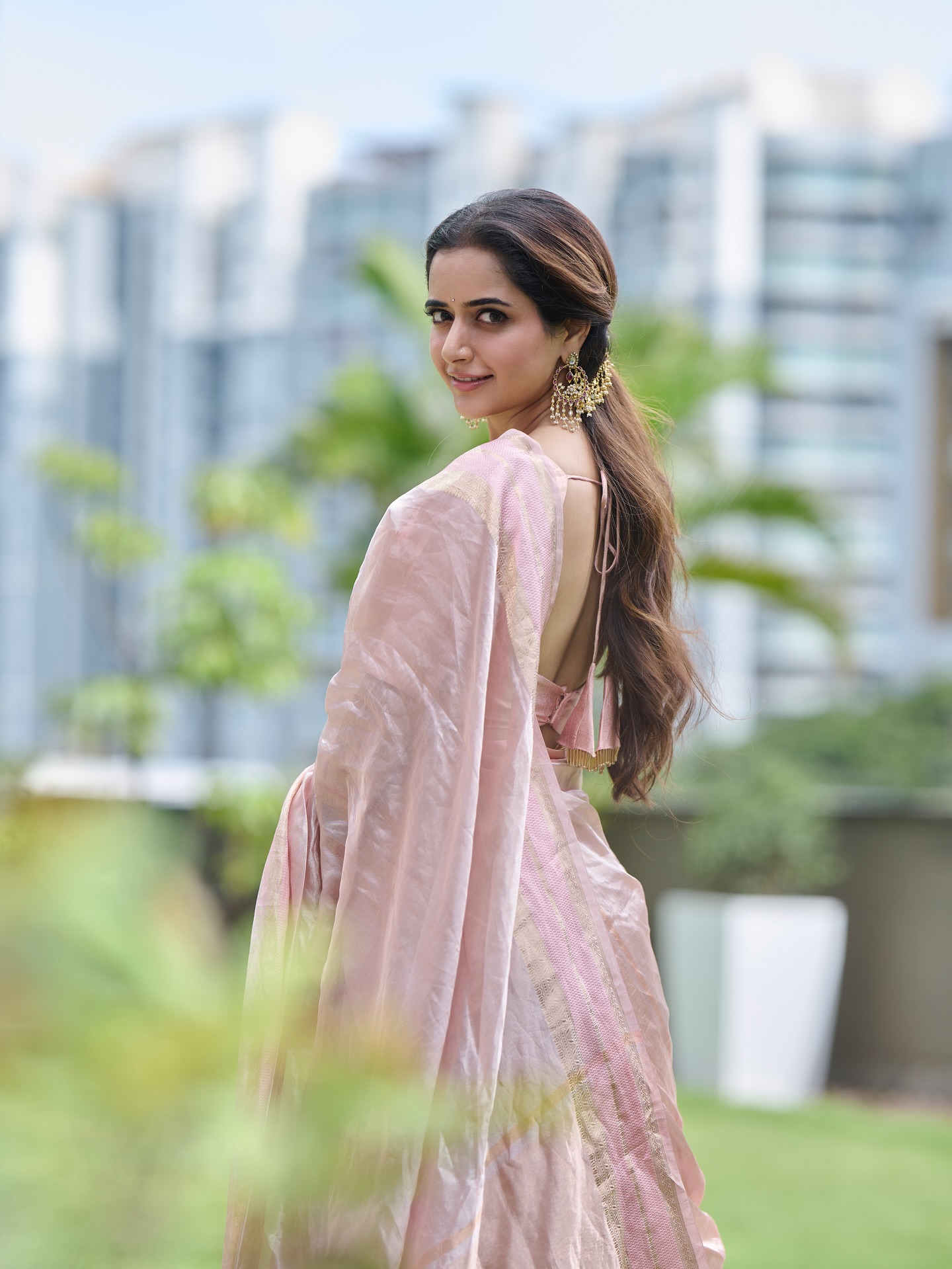 Ashika Ranganath in Pastel Half Saree Sets Social Media on Fire