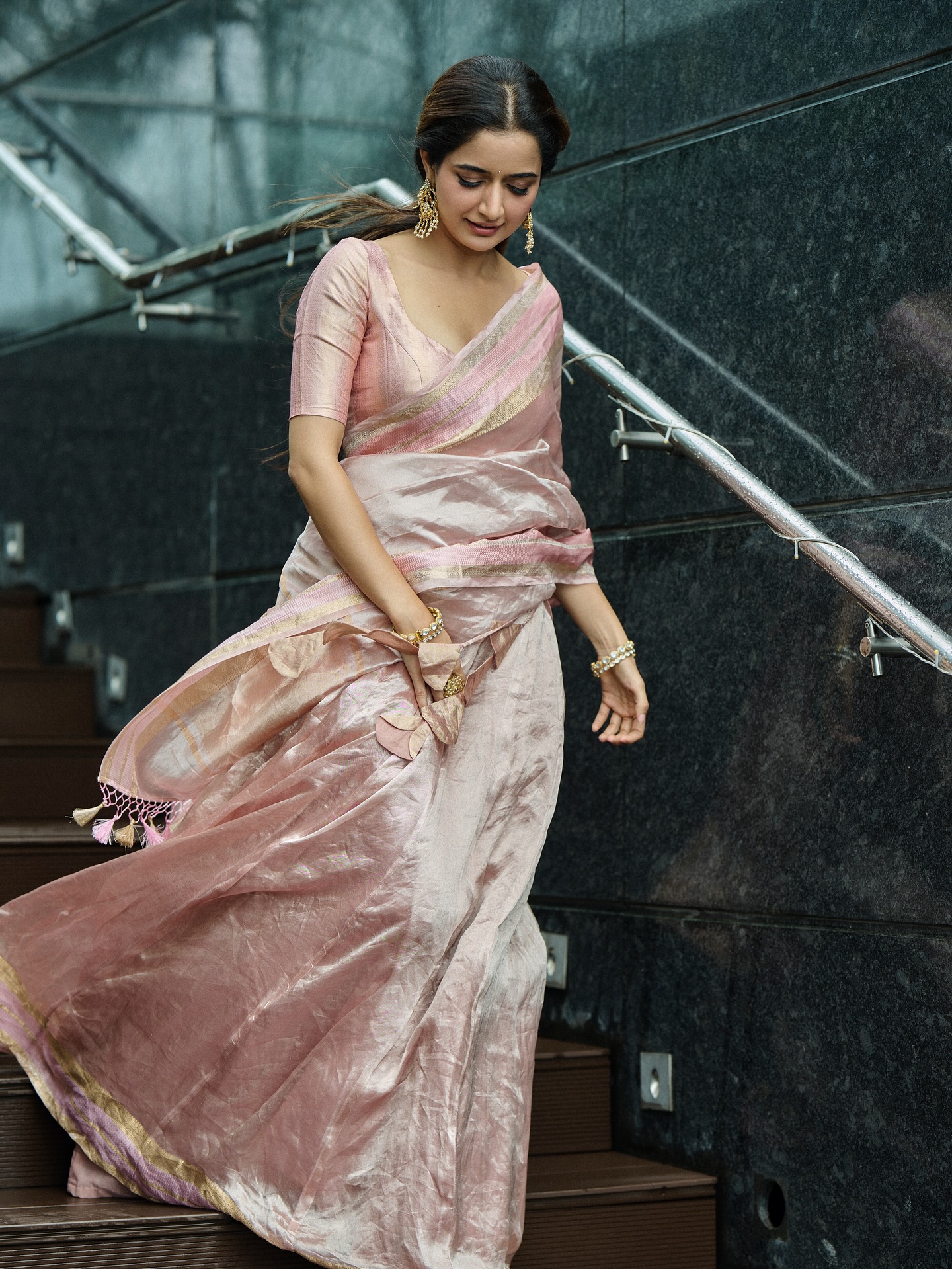Ashika Ranganath in Pastel Half Saree Sets Social Media on Fire
