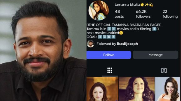 Basil Joseph Sparks Online Reactions by Following Tamannaah Fan Account