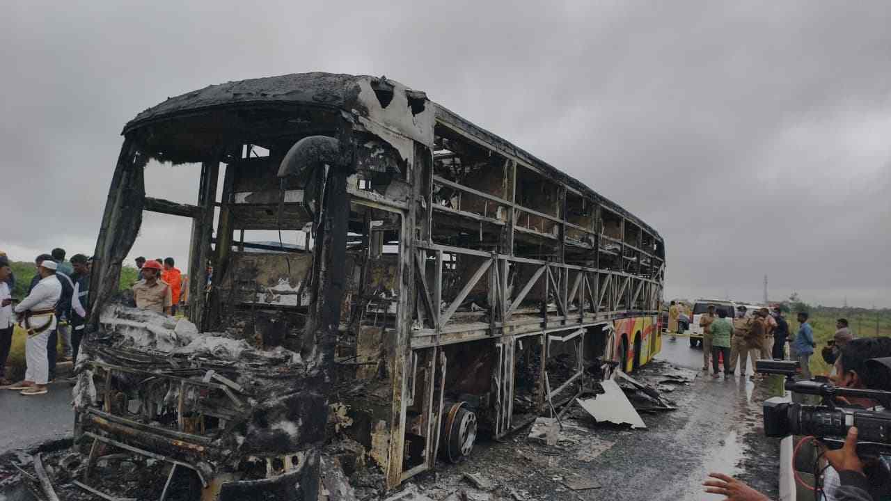 Tragic Bus Fire Accident in Kurnool: Private Travels Bus Burnt Completely