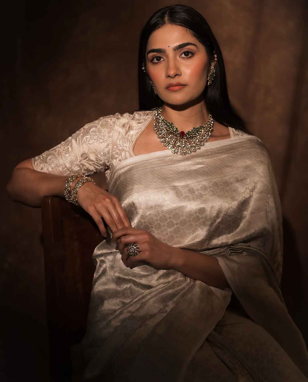 Rukmini Vasanth Channels Kanakavathi Vibes in White Saree: Internet Obsessed