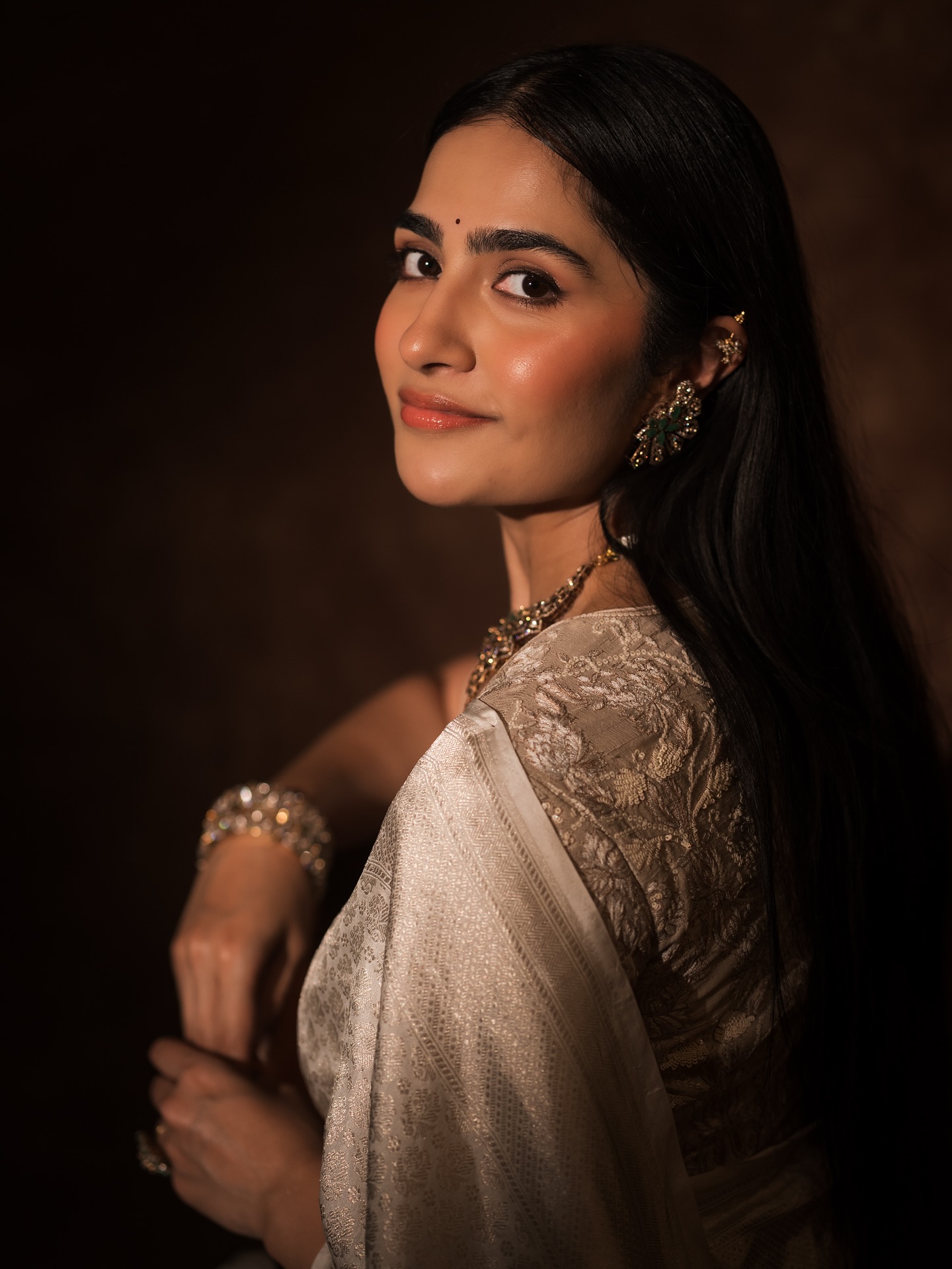 Rukmini Vasanth Channels Kanakavathi Vibes in White Saree: Internet Obsessed