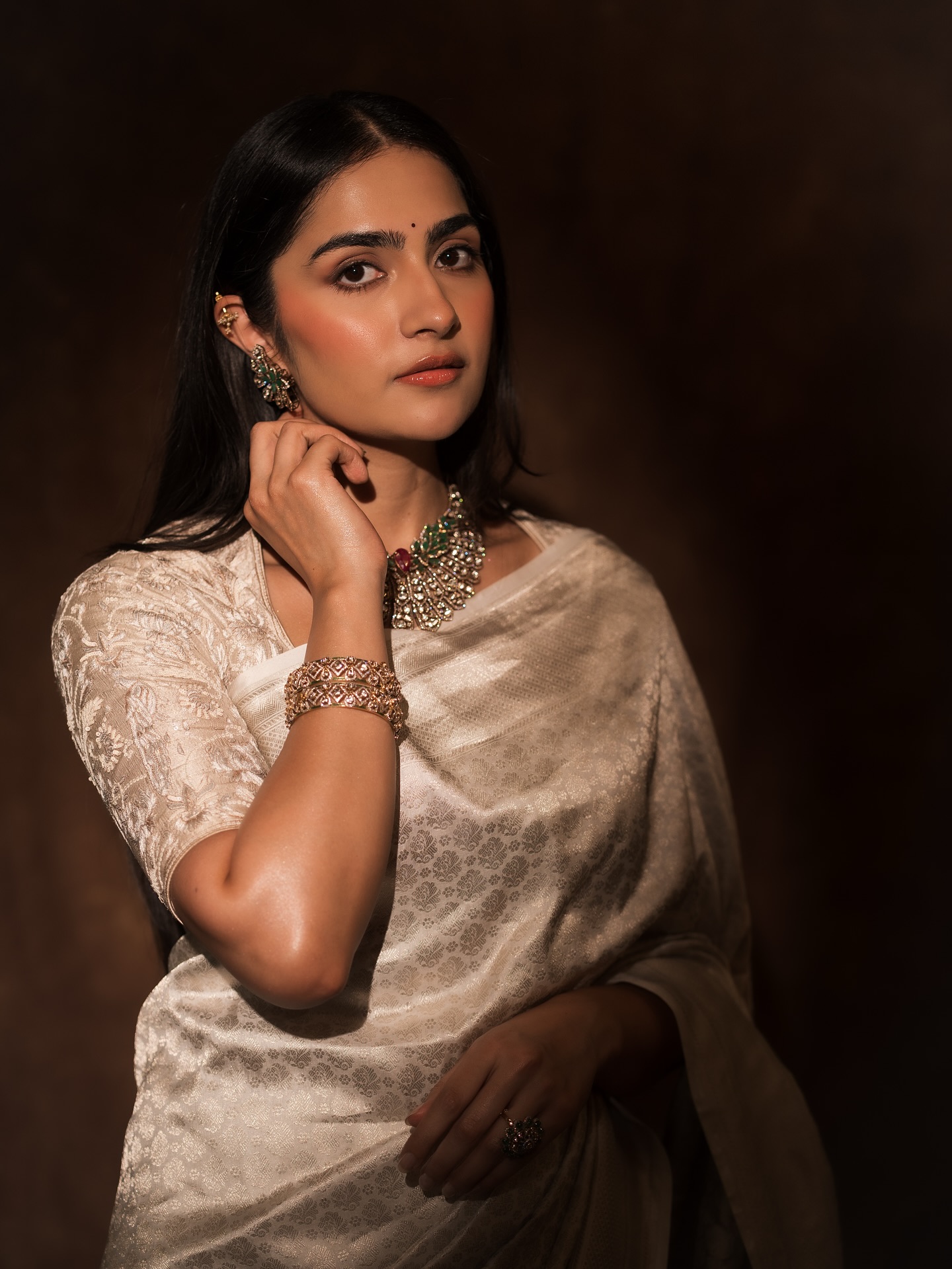 Rukmini Vasanth Channels Kanakavathi Vibes in White Saree: Internet Obsessed